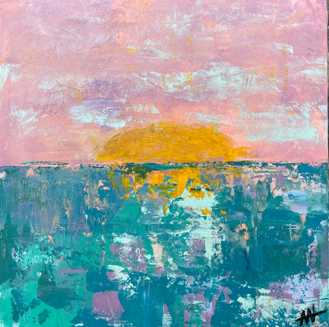 Ocean Sunset over Blue Water    10”x10”